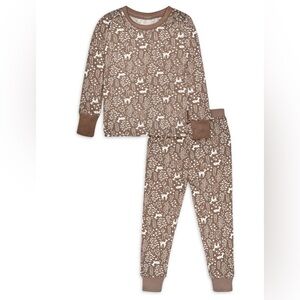 Modern Moments|Baby girl brown & white matching set in forest deer print•••18M